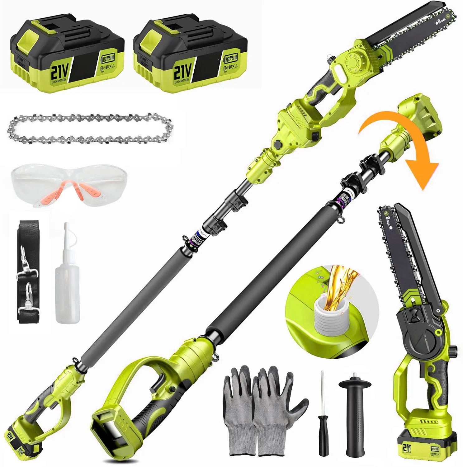 2-in-1 Mini Chainsaw with Batteries, Brushless Electric Pruner
